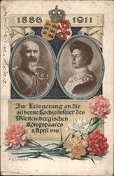 Württemberg Royal Couple Silver Wedding 1886-1911 Postcard