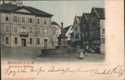 Bensheim Marktplatz with Rathaus and Fountain Postcard