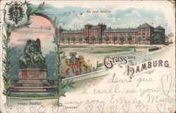 Hamburg Barracks & Warrior Monument Postcard