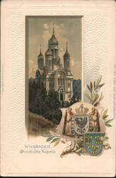 Wiesbaden Greek Chapel with Coat of Arms Postcard