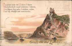 Loreley Cliff, Rhine River, Germany Postcard