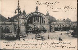 Frankfurt am Main Hauptbahnhof, Trams & People Postcard