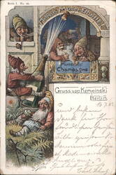Gnomes Celebrating Champagne, Kempinski Berlin Postcard