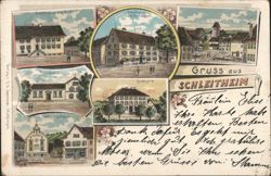 Gruss aus Schleitheim, Village Buildings Postcard