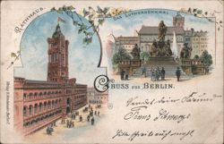 Rathaus and Luther Monument, Berlin Postcard