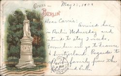 Gruss aus Berlin, Statue in Park Postcard