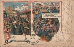 Dresden Vogelwiese Fair Humorous Scenes Postcard