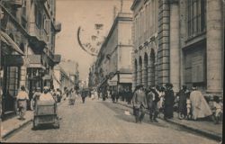 Rue d'Italie Street Scene with People, Tunis Postcard