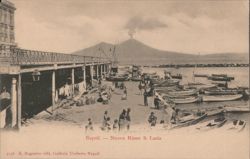 Naples, New Santa Lucia Quarter, Vesuvius Eruption Postcard