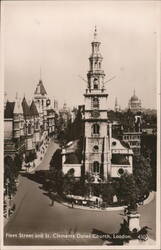 Fleet Street and St. Clements Danes Church, London Postcard
