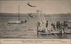 Practising the Art of Diving, YMCA College, Lake Geneva Postcard