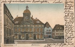 Weissenburg i. E. Marktplatz Clock Tower Postcard