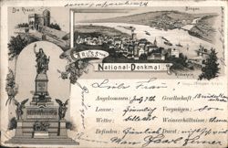 National Monument, Rhine River, Bingen, Rüdesheim Postcard