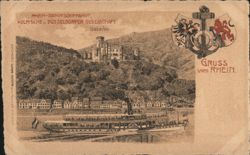Stolzenfels Castle & Steamboat, Rhine River Postcard