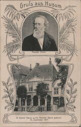 Theodor Storm Portrait & Birth House, Husum Postcard