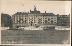 Grand Hôtel, Stockholm, Sweden with Boats on Water Postcard