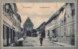 Salzwedel, Steintorstrasse with Steintor Gate Postcard