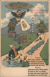 Württemberg Postal Service Integration 1902 Satire Postcard