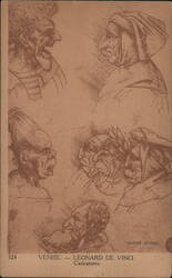 Venice: Leonardo da Vinci Caricatures Postcard