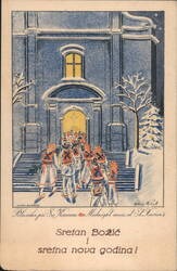 Midnight Mass at St. Xavier's Church, Zagreb, Christmas Postcard