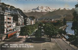 Montreux, Jardin Anglais, Place du Marché, Dents du Midi Postcard