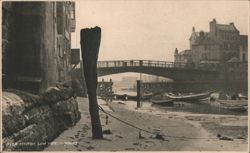 Whitby Low Tide, River Esk Bridge & Boats Postcard