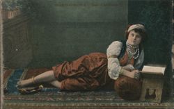 Constantinople Oriental Beauty Reclining with Book Postcard