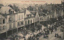 Reims Place Drouet-d'Erlon Street Scene with Cafes Postcard