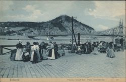 Budapest: Ferenc József Bridge & Market Scene Postcard