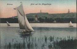 Grünau Blick auf die Müggelberge, Sailboats on Water Postcard