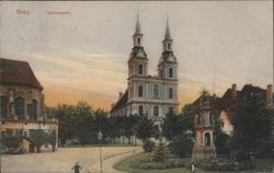 Brieg Schloßplatz Church & Monument Postcard