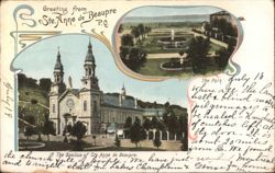 Greeting from Ste. Anne de Beaupre, Basilica and Park Postcard