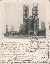 Westminster Abbey, Big Ben, London Postcard