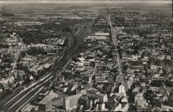 Neumünster Aerial View Railway Yard City Street Postcard