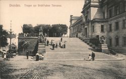 Dresden: Brühl'sche Terrasse Stairs, Fashionable Garden Postcard