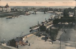 Dresden: Ministerium, Albertbrücke, Carolabrücke, Brühlsche Terrasse Postcard