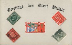 Greetings from Great Britain with British Stamps Postcard