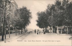 Lido Santa Maria Elisabetta Avenue towards Lagoon Postcard