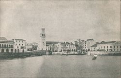 Entrance to the city from sea - Ponta Delgada, Azores Postcard