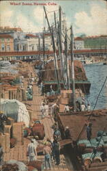 Wharf Scene, Havana, Cuba Postcard