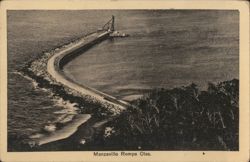 Manzanillo Breakwater with Train Tracks Postcard
