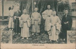 Chinese Priests w/Advertising Postcard