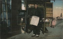 Chinese Food Seller with Cart, Shanghai Postcard
