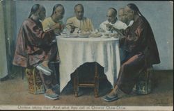 Chinese Men Eating Chow-Chow Meal Postcard