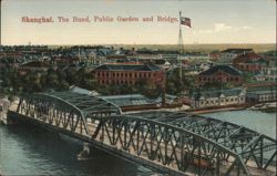 The Bund, Public Garden and Bridge Postcard