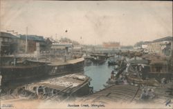 Souchow Creek, Shanghai with Boats and Buildings Postcard