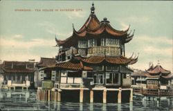 Shanghai Tea House in Chinese City Postcard