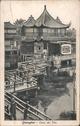 Shanghai Tea House with Venus Bertelli Perfume Ad Postcard
