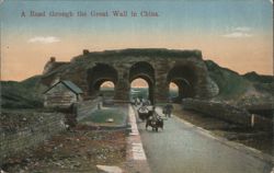 A Road through the Great Wall in China Postcard