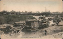 Shanghai Creek of Chinese City, Houseboats & Pagoda Postcard